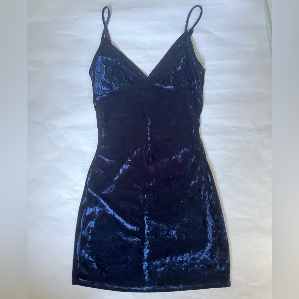 Blue Velvet Mini Dress